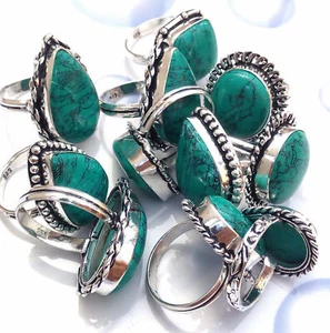 Turquoise Gemstone 5pcs Ring Wholesale Lot 925 Sterling Silver Overlay WHR-8 - Picture 1 of 1