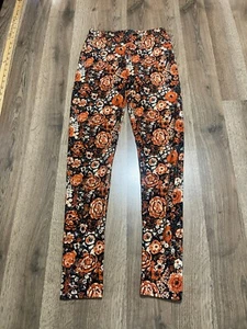 LuLaRoe Pants, Women's One Size, Black Orange White, Floral, Pull On - Picture 1 of 10