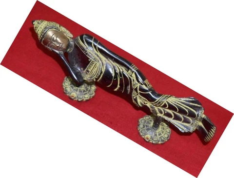 10'' Inches Buddha Handle Brass Buddhism Door Pull Lying Tibetan God Shape EK721 Cover