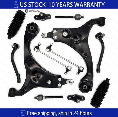 12Pcs Control Arms Tie Rod Ends Suspension Kit for 07 - 12 Hyundai Elantra 2.0L - Image 1 of 4