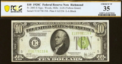 1928C $10 FRN PCGS 30 crazy rare key note Richmond LGS total 21 known Fr 2003-E - Image 1 of 4