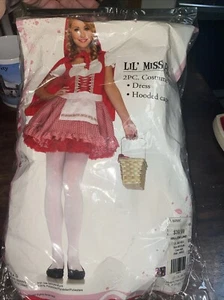 Lil Miss Red Women’s 2 Pc Costume Halloween Dress-up Size M Hooded Cape - Picture 1 of 11