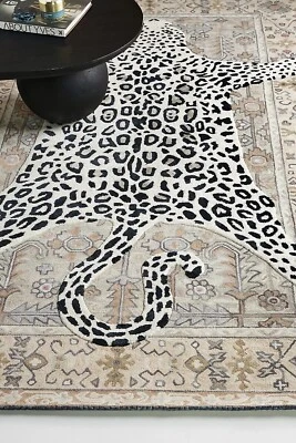 Leopard Print Accent Rug – Boho Animal Shaped Area Rug for Living Room Decor - Image 1 of 4