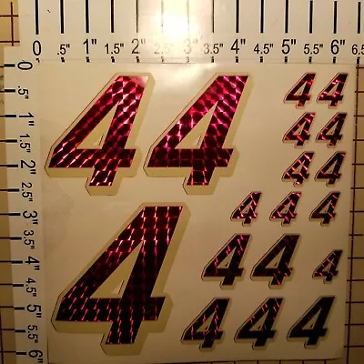 Prismatic Red w/ Creme  #4's  Racing Numbers Vinyl Decal Sheet 1/10-1/12 slash - Image 1 of 4