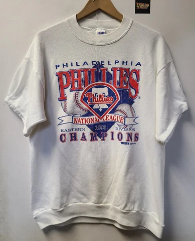 Vtg 90s Philadelphia Phillies NL Champions Short Sleeve Crew Neck Sweatshirt L Cover