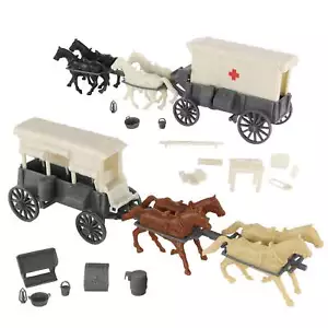 BMC CTS American Civil War Ambulance Square Top Plastic Figure Horse Wagon Cart - Picture 1 of 9