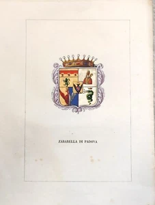 1841 ARALDICA STEMMA FAMIGLIA ZABARELLA PADOVA - Imagen 1 de 1