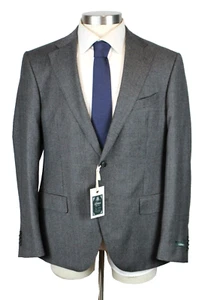 $1695 Lubiam Suit 44 R (54 Eu) Men's Grey Houndstooth Wool Slim Fit Two Button - Picture 1 of 15