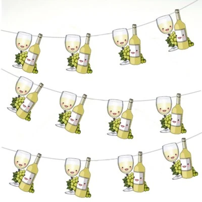 White Wine Glass Bottle Bunting Birthday Events Party Decorations 12pcs / 2.5m - Image 1 of 4