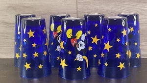 Juego de 7 Gafas Mickey Mouse Vintage Anchor Hocking Blue Moon & Stars Nuevo de Lote Antiguo - Imagen 1 de 14