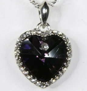 Collana cuore cristallo viola con strass - Foto 1 di 5