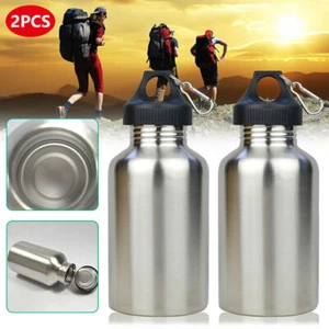 2Pcs 2L Stainless Steel Large Mouth Water Drink Big Bottle Kettle Cycling Sport - Picture 1 of 10