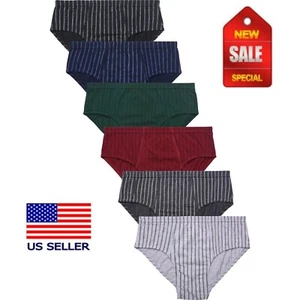 Men's ULTRA Cotton Knocker Bikini Brief Underwear Assorted Color (6 Pack) Stripe - Picture 1 of 5