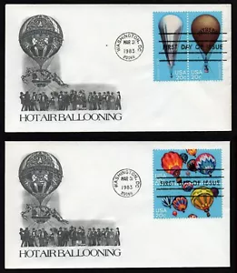 USA, SCOTT # 2032-2035, SET OF 2 ARTMASTER FDC COVERS 1983 HOT-AIR BALLOONS - Picture 1 of 3
