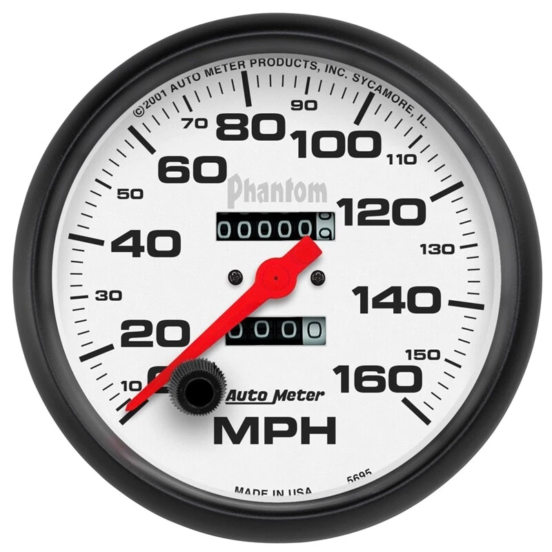 AutoMeter 5895 5 in. Speedometer, 0-160 MPH, Mechanical, Phantom, White - Image 1 of 1