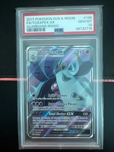 2017 POKEMON SUN & MOON GUARDIANS RISING #136 FULL ART/TOXAPEX GX PSA 10 - Picture 1 of 2