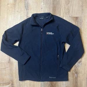 Marmot Jacket Busniess Logo Mens Medium Black Fleece Full Zip Pockets Outdoor - Picture 1 of 10