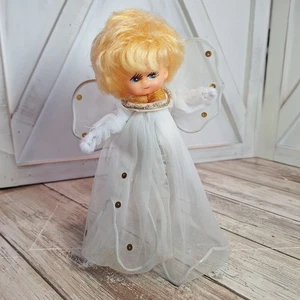 Vintage MCM 50er Jahre Küche Engel Baumspitze Dekoration weiß Kleid Weihnachten - Bild 1 von 19