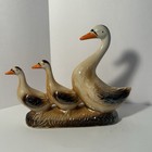 Vintage Ceramic Lusterware Geese Goslings Ducks Trio Figurine Made In Brazil 🪿