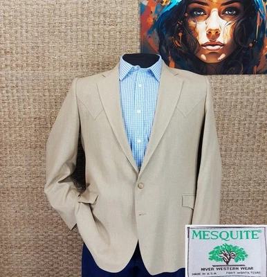 Casaco esportivo masculino MESQUITE RIVER WESTERN WEAR tamanho 46L jugo bronzeado/caqui mistura de seda - Imagem 1 de 4