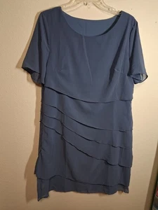 Business Casual Dress Boho Layered Office Professional Blue Size Large - Picture 1 of 7