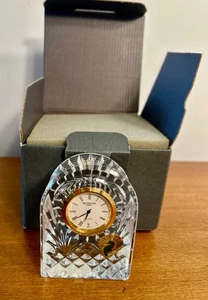 NUEVO Reloj de Escritorio Waterford Cristal Pequeño Borde Dorado Cúpula Carro - Imagen 1 de 10