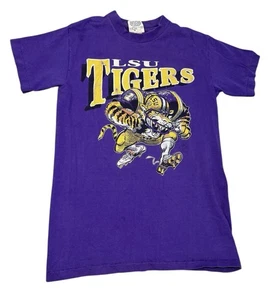 Vtg LSU Tigers Shirt Youth Medium Purple Nutmeg Sportswear Crewneck Made In USA - Picture 1 of 6