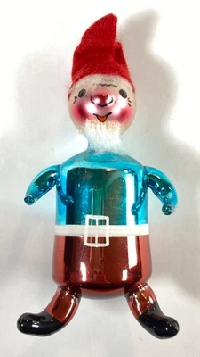 Vintage Mercury Glass Christmas Ornament Elf - 5" Tall / De Carlini? - Image 1 of 4