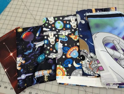 Space Astronaut quilting fabric lot - Image 1 of 4