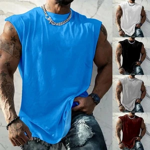 Herren T-Shirt Rundhals Tank Tops Ärmellos Trägershirt Gym Sport Fitness Unter - Bild 1 von 16