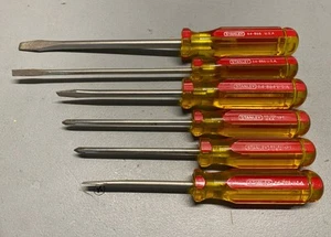 Vintage Lot Of 6 Stanley Flat Phillips Screwdrivers 64-883 64-321 64-864 64-886 - Picture 1 of 6