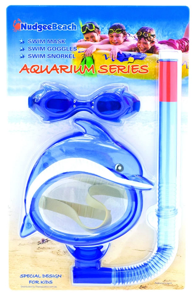 THERAQUATICS Kids Learn to Swim Mask Snorkel Goggle SET Crab DOLPHIN Snorkeling for kids NEW