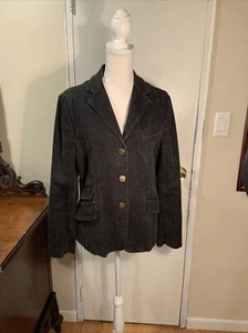 Lauren Jeans Co Jacket Womens Sz 10 Black Denim Ralph Lauren Pockets Gold Button - Picture 1 of 13