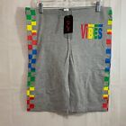 On Fire Womens NWT Vibes Checked Side Strip Print Biker Shorts