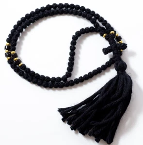 Cuerda de oración oriental religiosa de lana negra semi espaciada 100 nudos regalo - Imagen 1 de 12