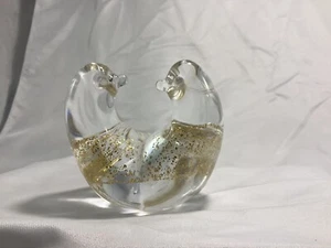 Rare Signed MARCOLIN SARDINIA CRYSTAL ART 24K GOLD Love Birds ITALY W/Stickers - Picture 1 of 12