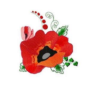 Flowers Machine Embroidery designs. Poppy digital pattern. - Picture 1 of 8