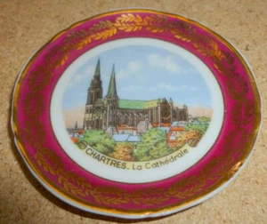 Antique French Miniature Decorative plate Limoges France Chartres Cathedral - Picture 1 of 2