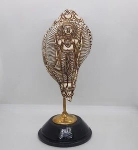 Hindu priest Ritual trumpet Hindu goddess Ayodhya Ram Conch Shell handcarved, RO - Picture 1 of 6