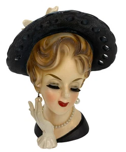 Stunning Inarco Lady Head Vase E 2321 7.5" 1964 Figurine Vintage Glamour Girl - Picture 1 of 12