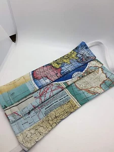 Atlas Print Washable Double Layer Fabric Face Mask Reusable Cotton Cloth Mask - Foto 1 di 2