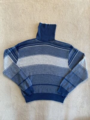 Suéter Vintage Montgomery Ward Para Mujer Manga Media Larga Cuello Tortuga Azul Foto 1 de 4