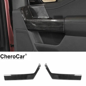 Cubierta de panel de manija de puerta delantera interior decoración para Ford F150 21+ madera negra - Imagen 1 de 8