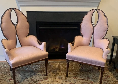 Antique Art Nouveau Dragonfly Mahogany Chairs - Unique- Stunning Cover