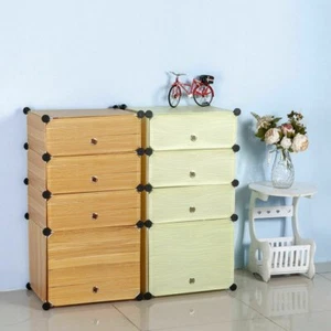 4 Tier Shoe Storage Cabinet 8 Pair Cupboard Closet Wardrobe Shoe Boot Organiser - Picture 1 of 12