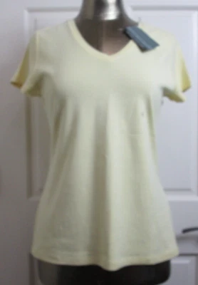 Camisa deportiva amarilla Geoffrey Beene para mujer talla L pecho 37 cuello en V 316-28010 nueva con etiquetas Foto 1 de 4