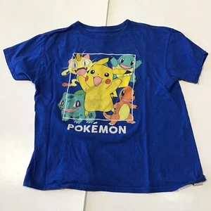 Pokemon T-Shirt Boys Small Blue Yellow Pikachu Graphic Tee Play Condition - Picture 1 of 9