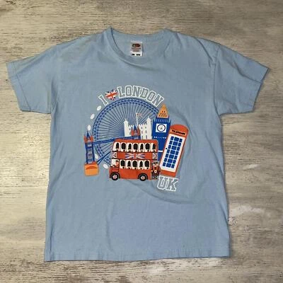 Usado en Excelente Condición Fruit of the Loom Londres Reino Unido Rojo Autobús de Dos Pisos Talla 9-11 Foto 1 de 4