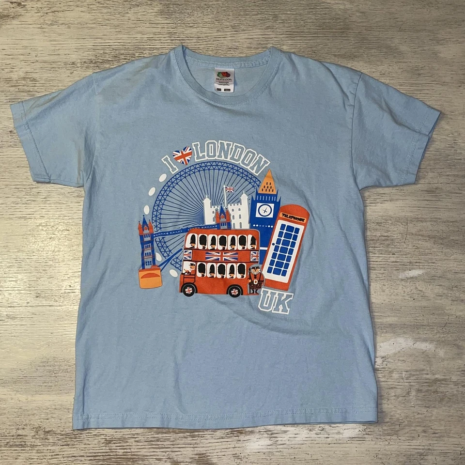 EUC Fruit of the Loom London UK Red Double Decker Bus Size 9 -11 - Image 1 of 4