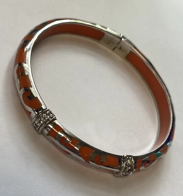 Pulsera Angelique de Paris Veranda resina naranja plata de ley con circonita cúbica Foto 1 de 4